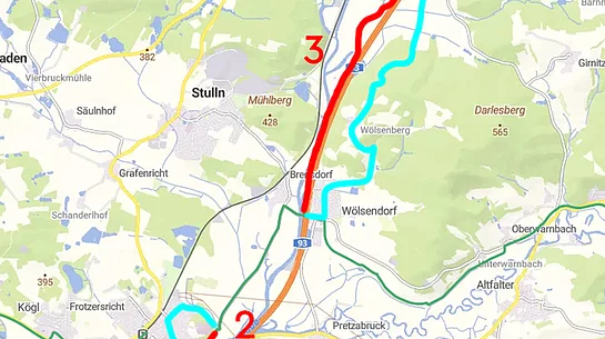 Sperren 1 bis 3 am Naabtalradweg